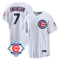 Odoa C.Cubs #7 Dansby Swanson Player White 150th Anniversary Game Home Stitched Jerseys