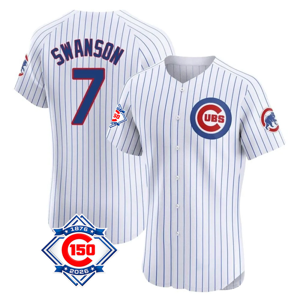 Odoa C.Cubs #7 Dansby Swanson Player White Limited Elite Home Game Stitched Jerseys