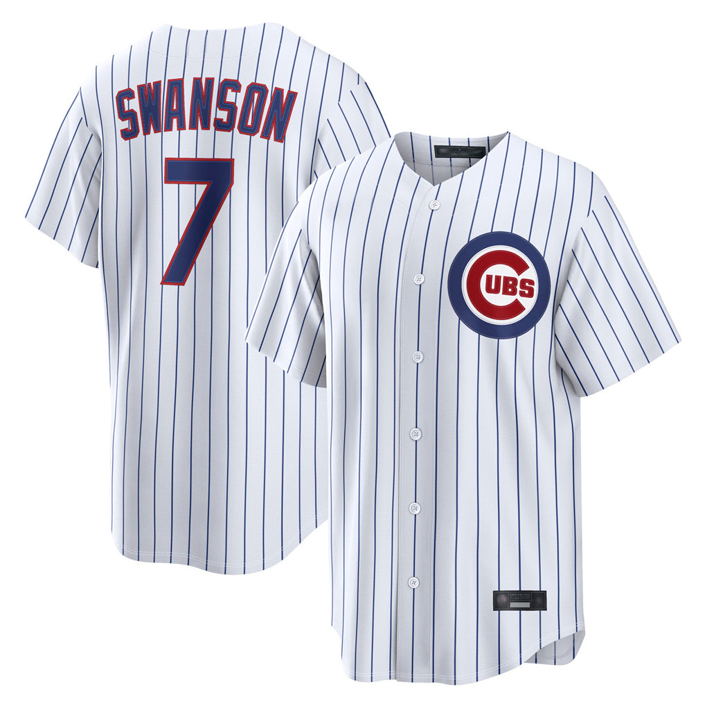 Odoa C.Cubs #7 Dansby Swanson Player White Game Home Stitched Jerseys