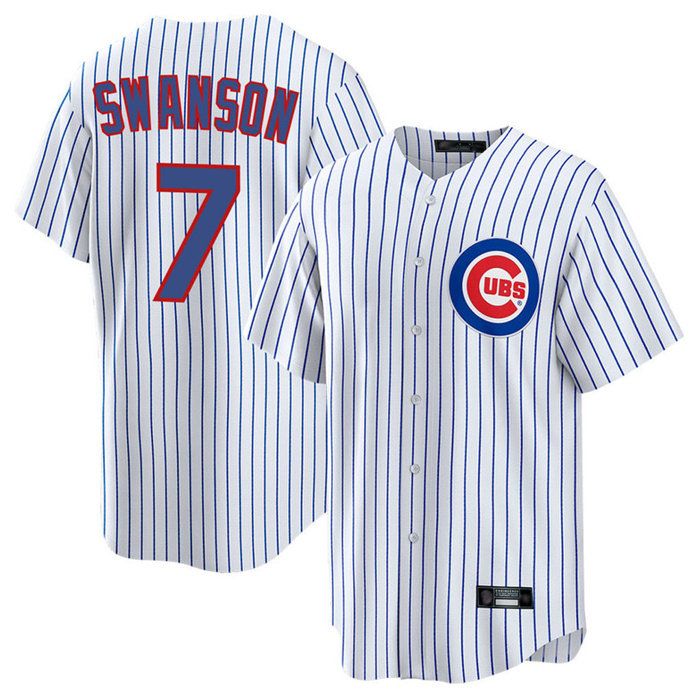 Odoa C.Cubs #7 Dansby Swanson Player White Home Game Stitched Jerseys