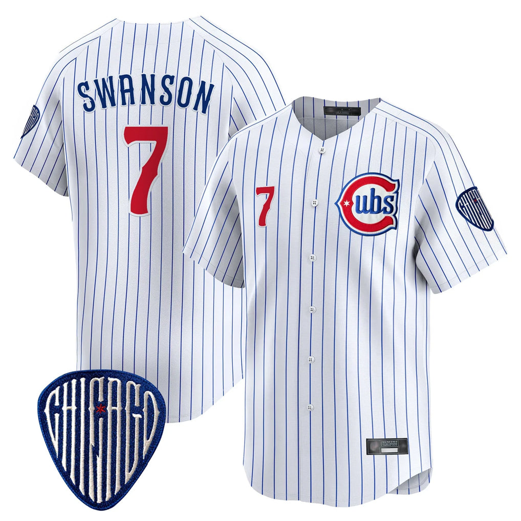 Odoa C.Cubs #7 Dansby Swanson Player White Pinstripe Vapor Premier Limited Home Stitched Jerseys