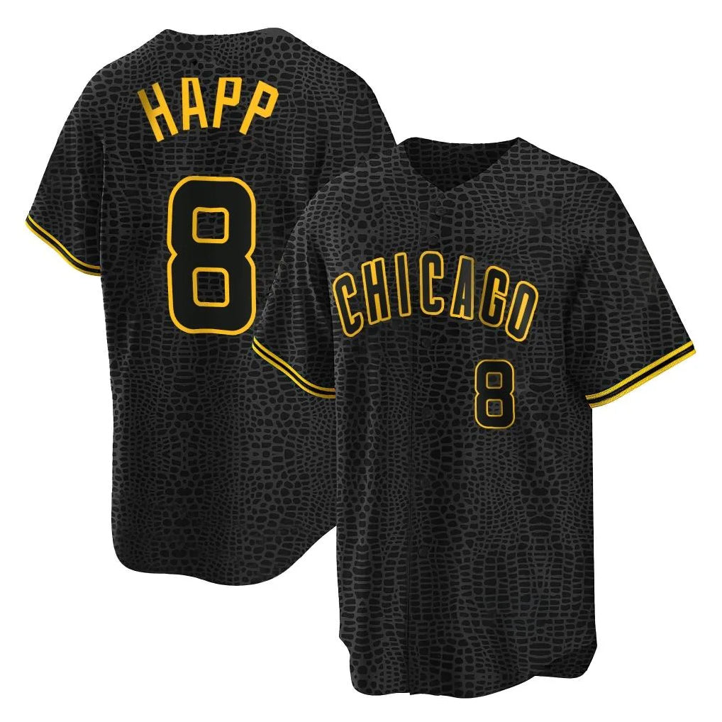 Odoa C.Cubs #8 Ian Happ Player Black Snake Skin City Game Stitched Jerseys