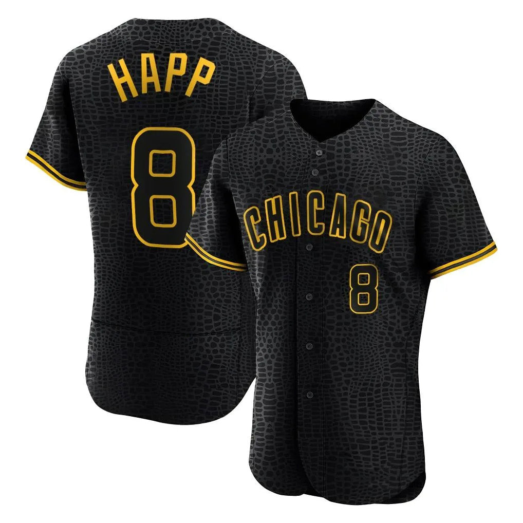 Odoa C.Cubs #8 Ian Happ Player Black Snake Skin City Limited Elite Home Game Stitched Jerseys