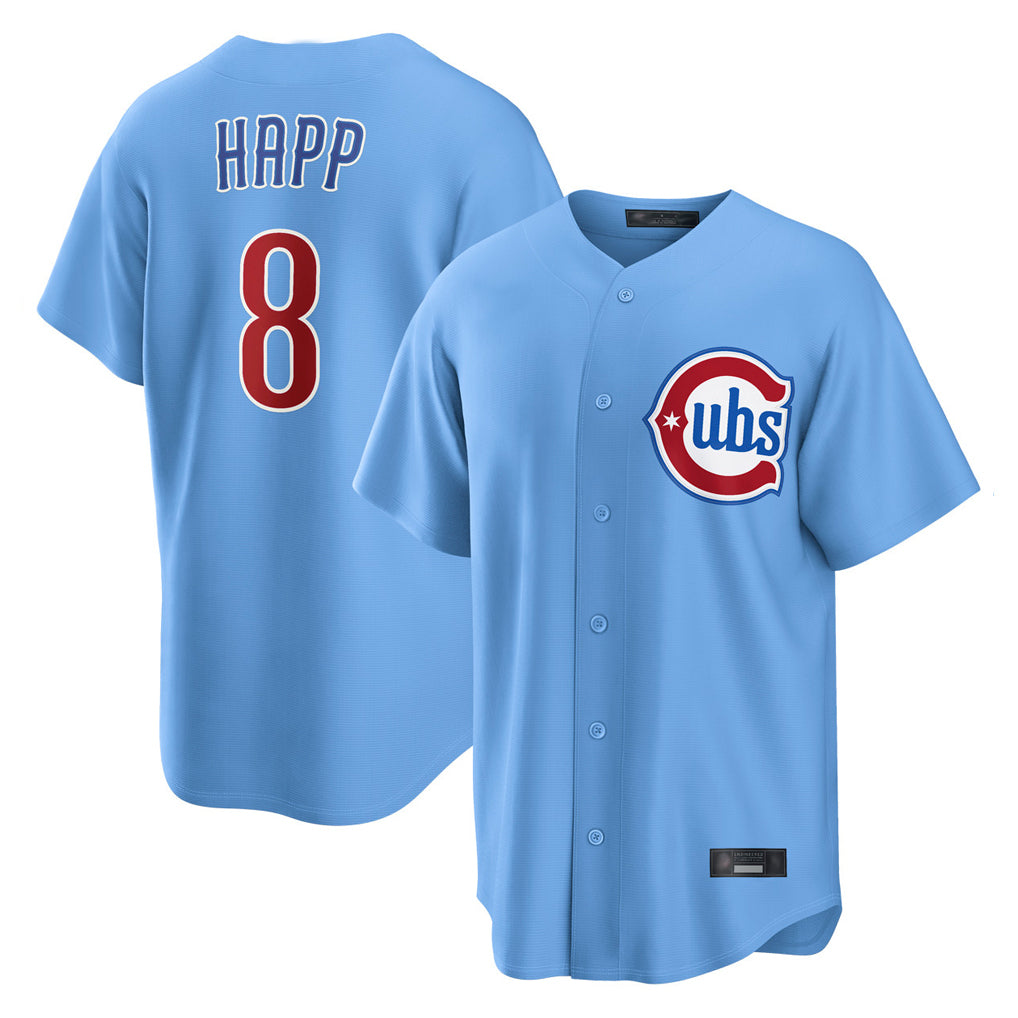 Odoa C.Cubs #8 Ian Happ Player Light Blue Home Game Stitched Jerseys