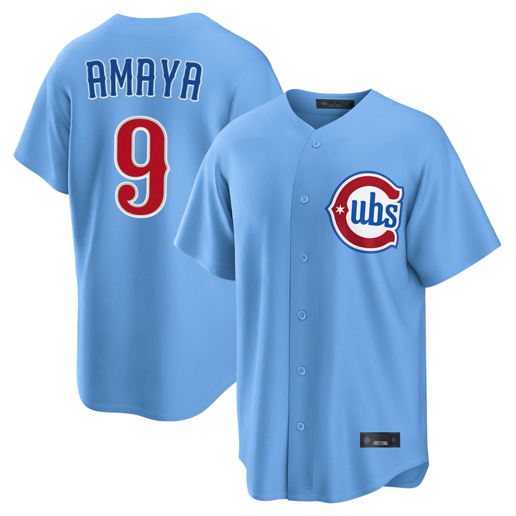Odoa C.Cubs #9 Miguel Amaya Player Light Blue Home Game Stitched Jerseys