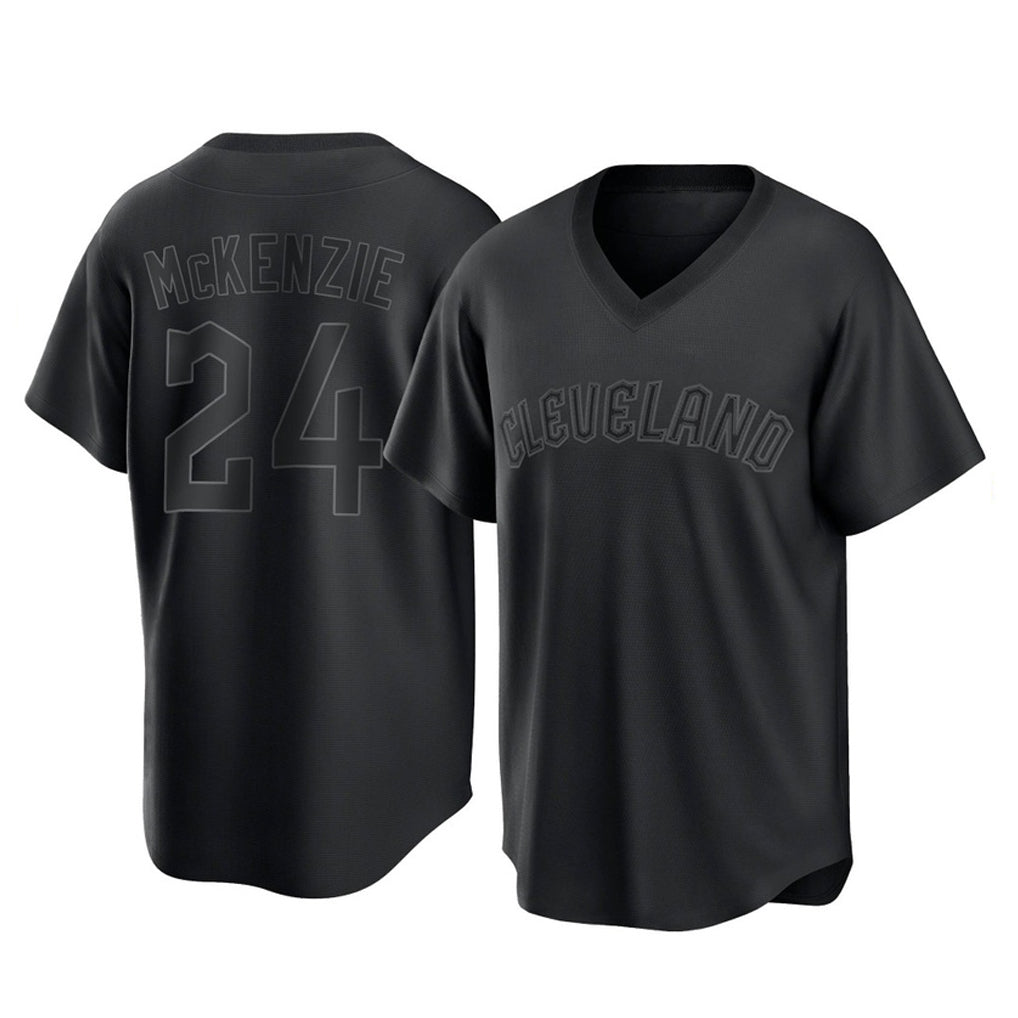 Odoa C.Guardians #24 Triston McKenzie Player Black T-shirt Home Game Stitched Jerseys
