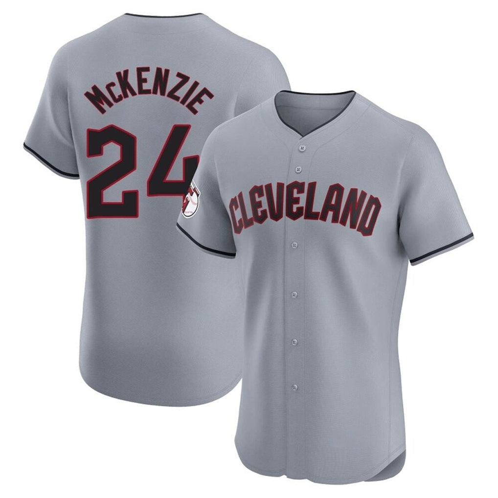 Odoa C.Guardians #24 Triston McKenzie Player Gray Road Limited Elite Home Stitched Jerseys