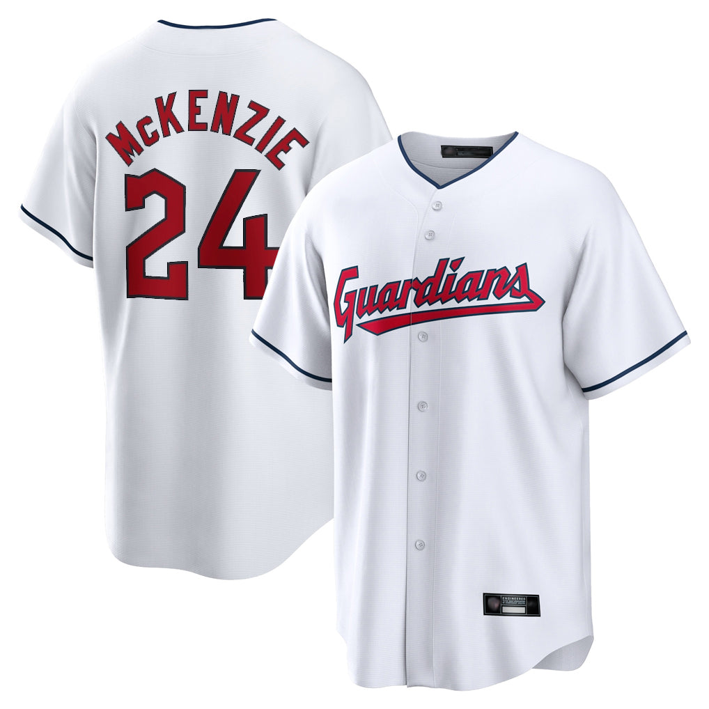 Odoa C.Guardians #24 Triston McKenzie Player White Home Game Stitched Jerseys
