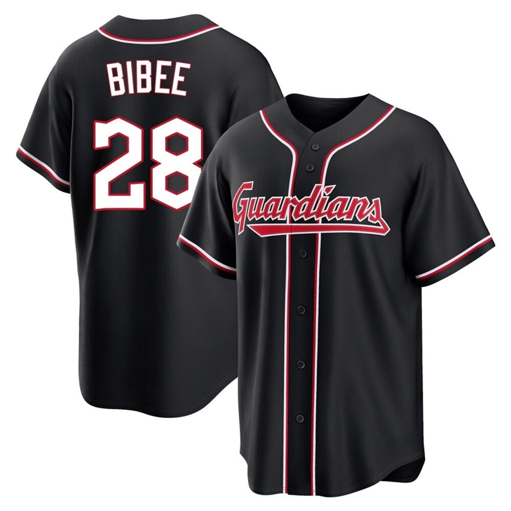 Odoa C.Guardians #28 Tanner Bibee Player Black Fashion Out Home Game Stitched Jerseys