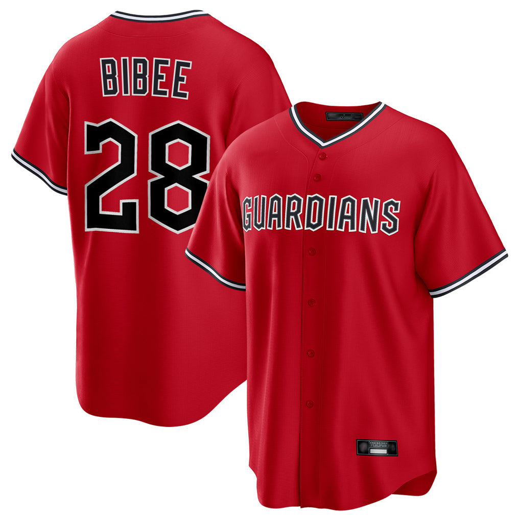 Odoa C.Guardians #28 Tanner Bibee Player Red Home Game Stitched Jerseys