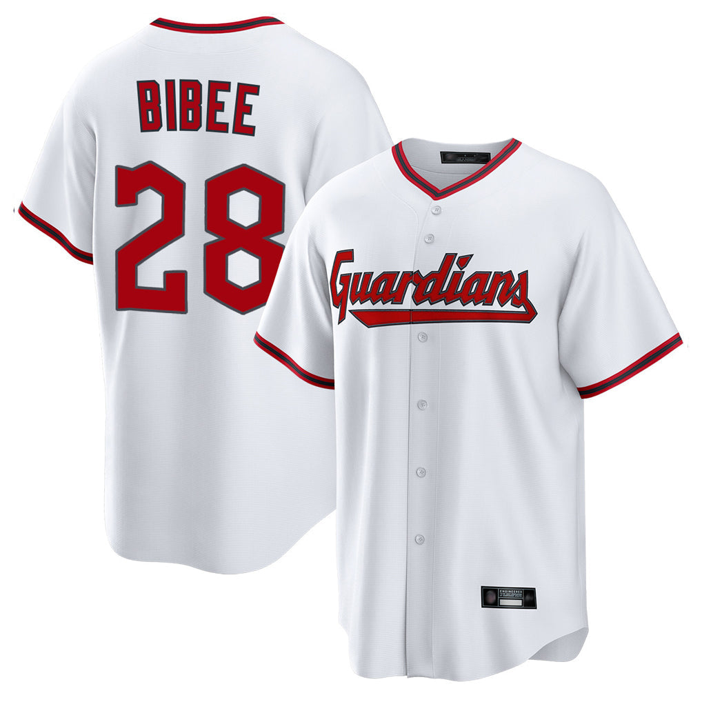 Odoa C.Guardians #28 Tanner Bibee Player White Game Home Stitched Jerseys