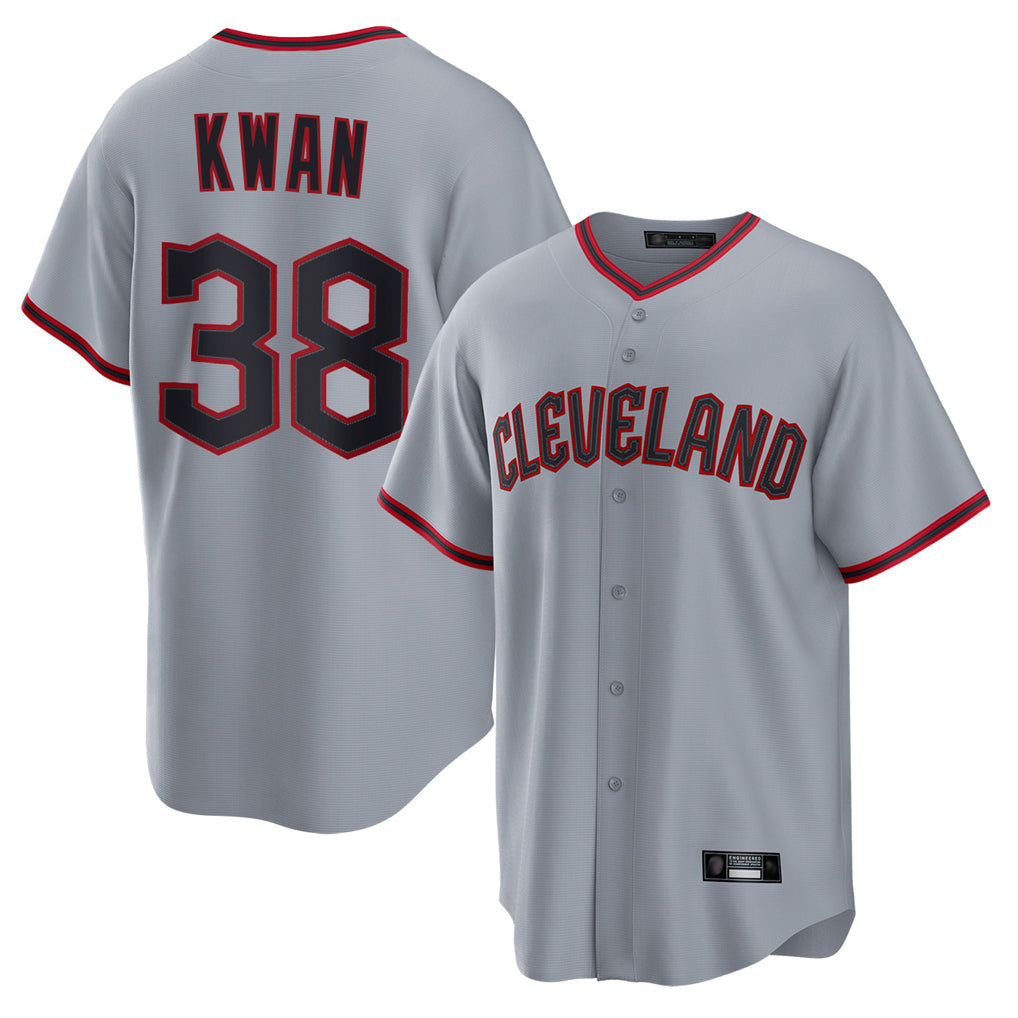 Odoa C.Guardians #38 Steven Kwan Player Gray Home Game Stitched Jerseys