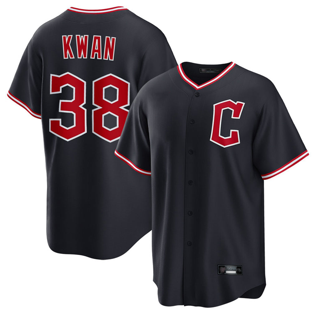 Odoa C.Guardians #38 Steven Kwan Player Navy Home Game Stitched Jerseys