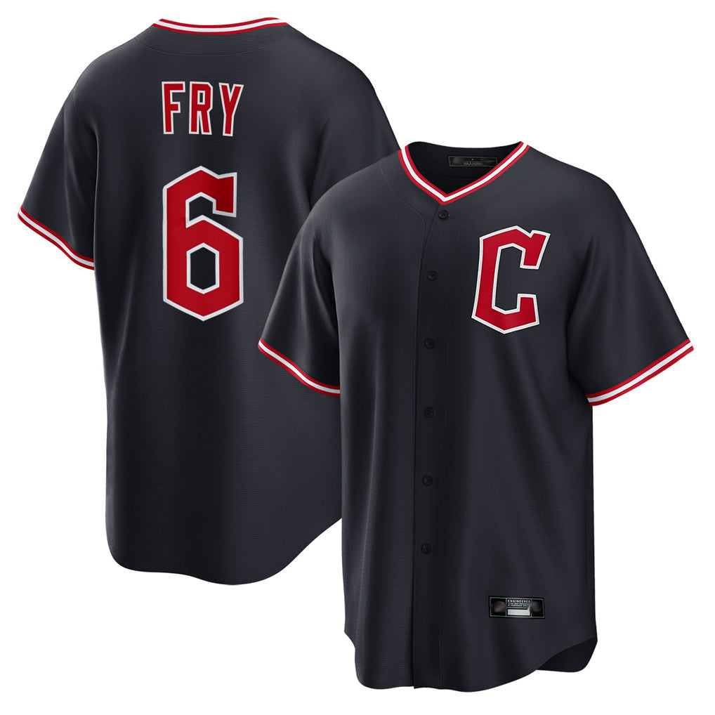 Odoa C.Guardians #6 David Fry Player Navy Home Game Stitched Jerseys