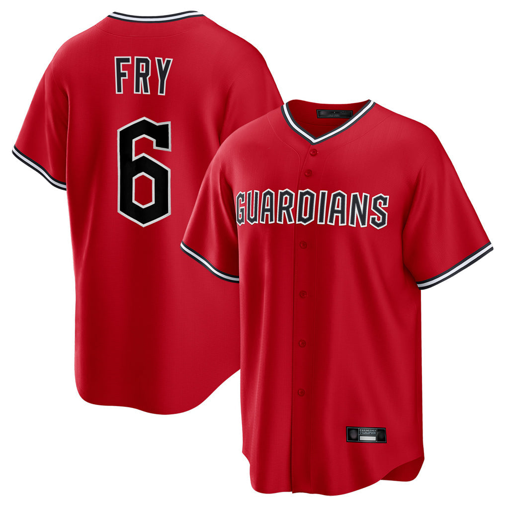 Odoa C.Guardians #6 David Fry Player Red Home Game Stitched Jerseys