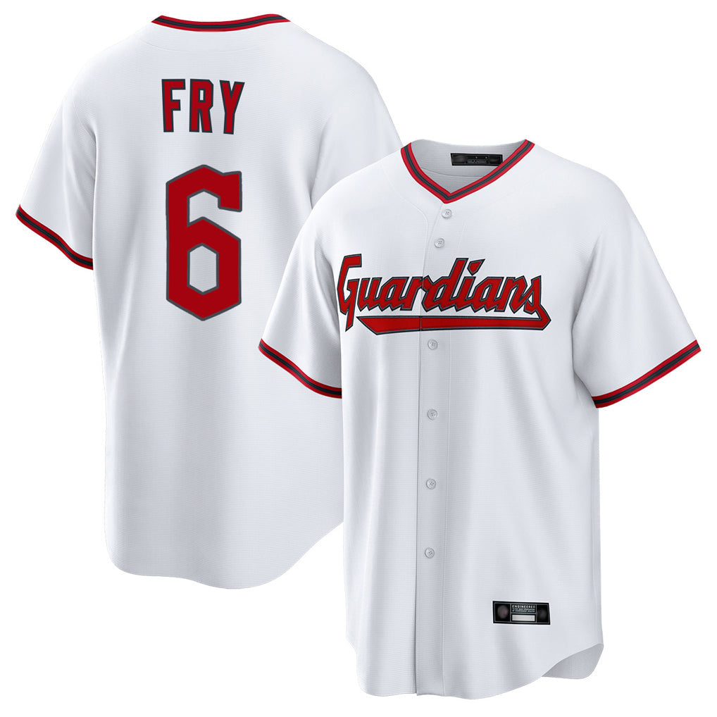 Odoa C.Guardians #6 David Fry Player White Game Home Stitched Jerseys
