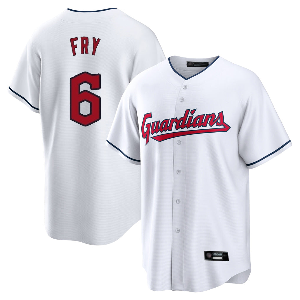 Odoa C.Guardians #6 David Fry Player White Home Game Stitched Jerseys