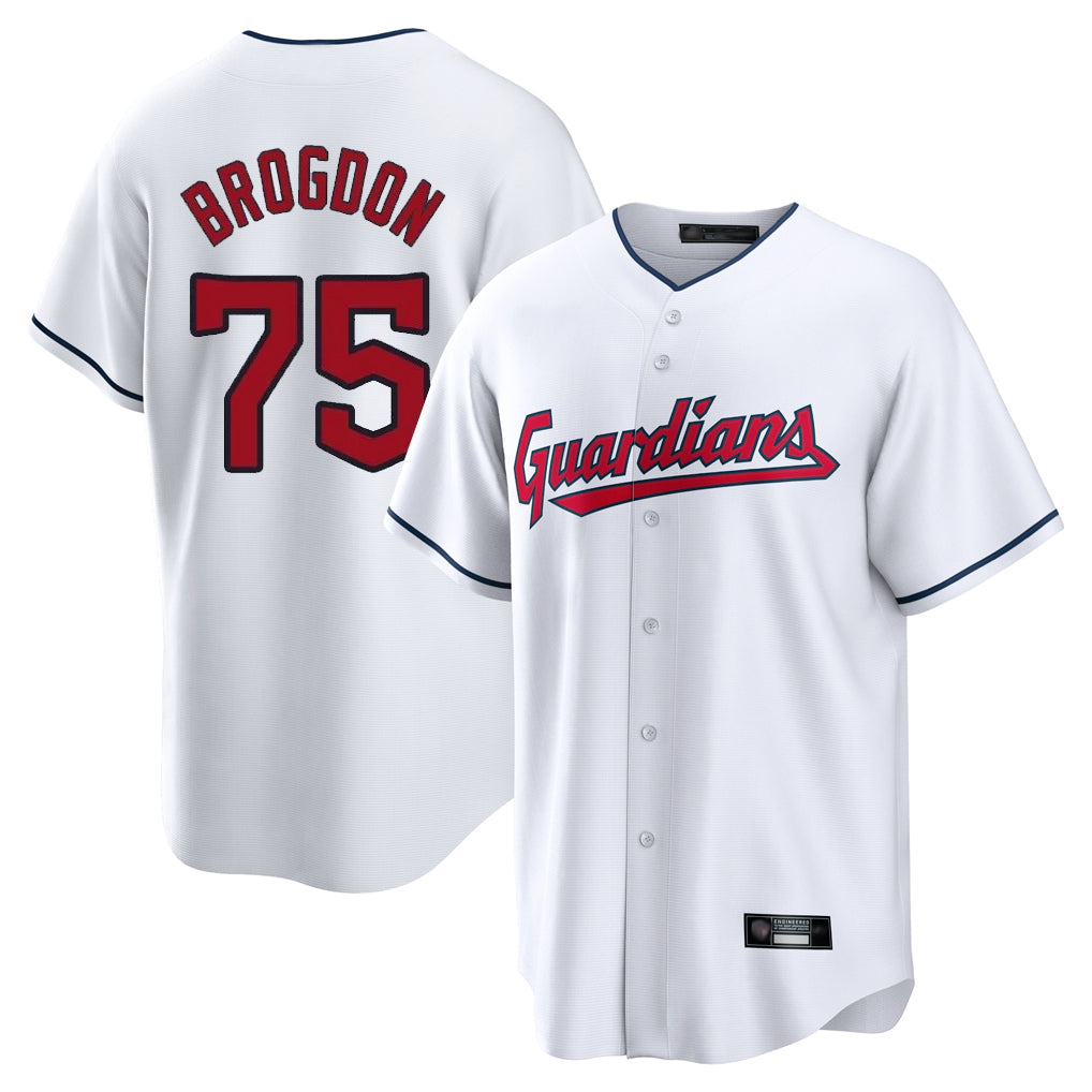 Odoa C.Guardians #75 Connor Brogdon Player White Home Game Stitched Jerseys