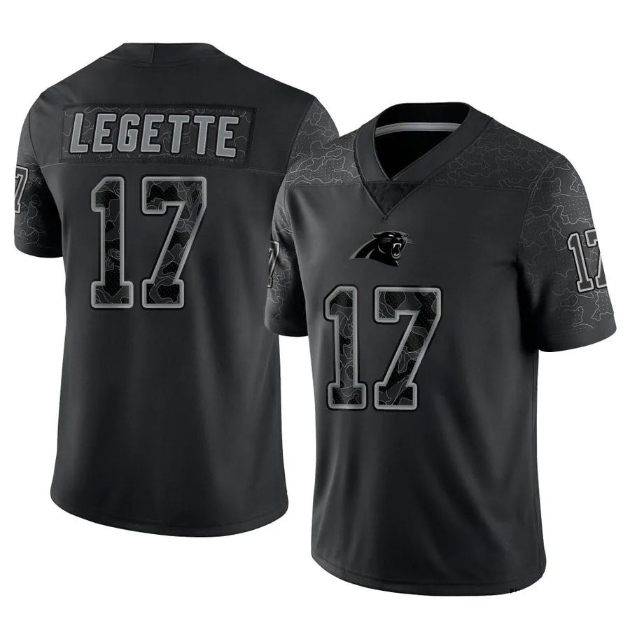 Odoa C.Panthers #17 Xavier Legette Player Black REFLECTIVE Limited Stitched Jerseys
