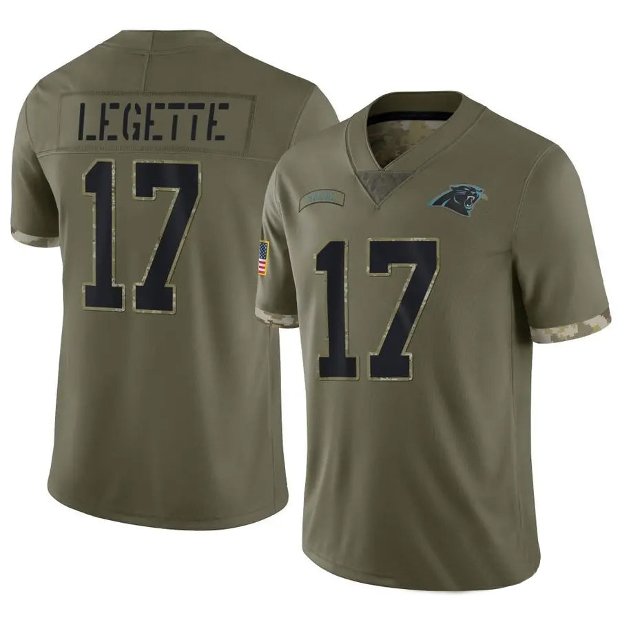 Odoa C.Panthers #17 Xavier Legette Player Salute To Service Olive Stitched Jerseys