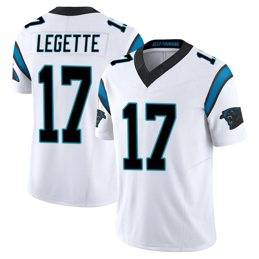 Odoa C.Panthers #17 Xavier Legette Player White Vapor F.U.S.E. Limited Home Game Stitched Jerseys
