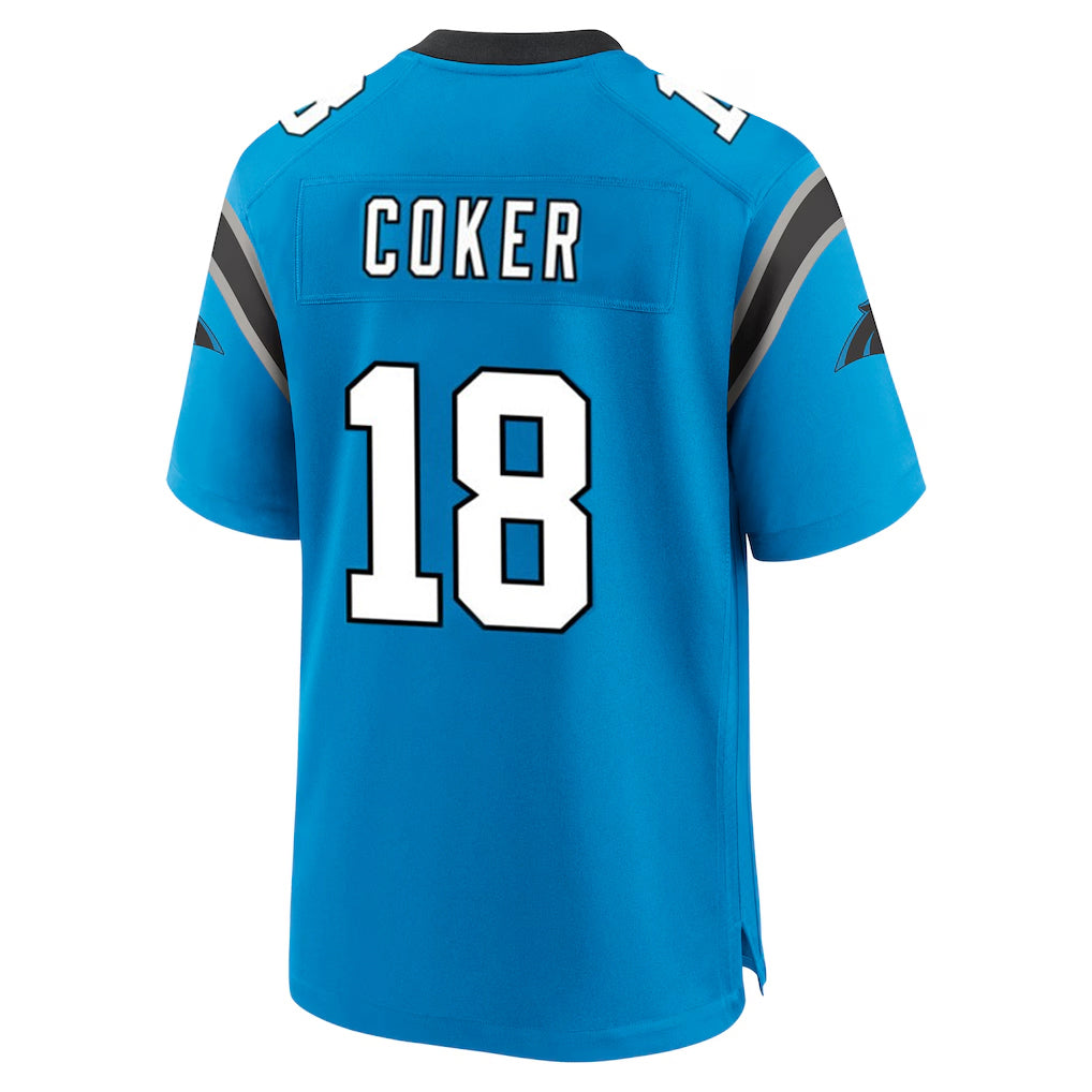 Odoa C.Panthers #18 Jalen Coker Player Blue Home Game Stitched Jerseys