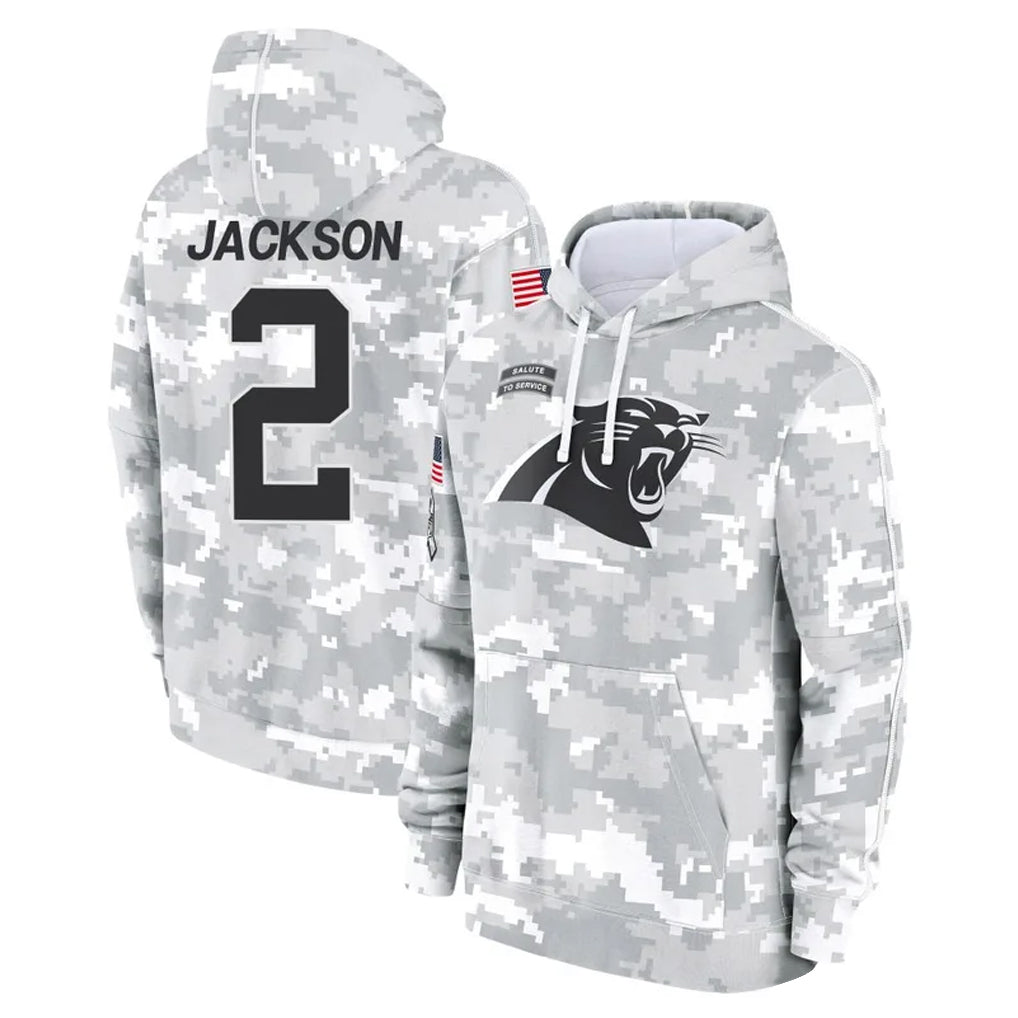 Odoa C.Panthers #2 Michael Jackson Player Arctic Camo Salute to Service Pullover Hoodies Limited Game Stitched Jerseys