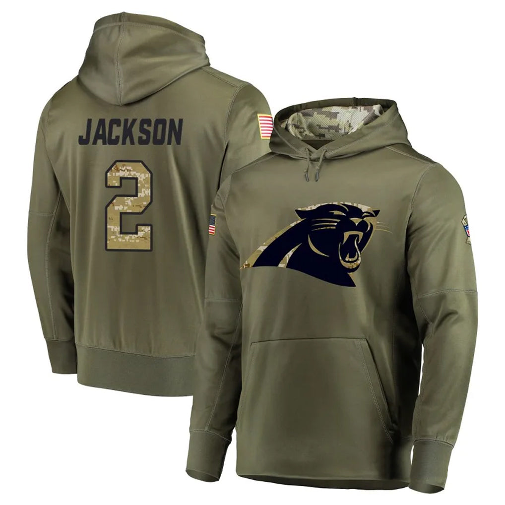 Odoa C.Panthers #2 Michael Jackson Player Olive Salute to Service Hoodies Stitched Jerseys
