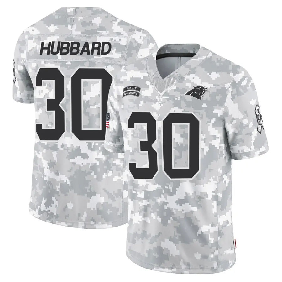 Odoa C.Panthers #30 Chuba Hubbard Player Arctic Camo Salute to Service Limited  Jerseys