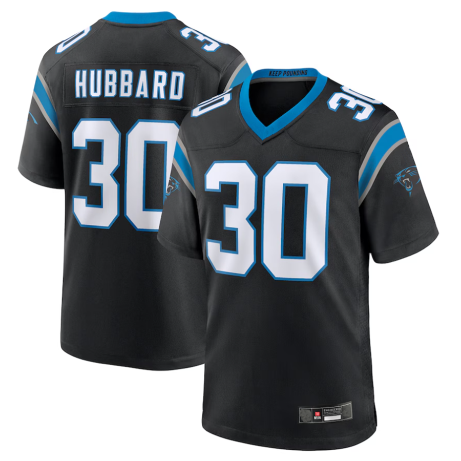 Odoa C.Panthers #30 Chuba Hubbard Player Black Team Game Stitched Jerseys