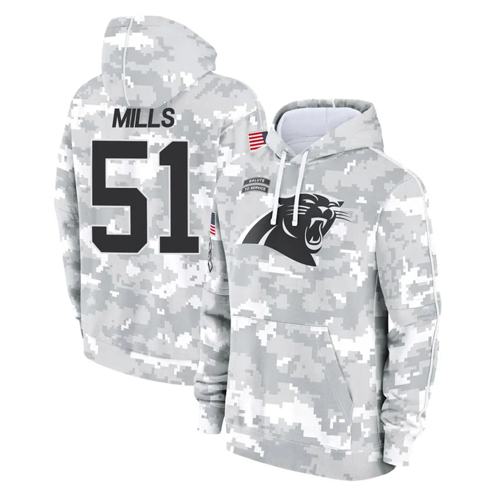 Odoa C.Panthers #51 Sam Mills Player Arctic Camo Salute to Service Pullover Hoodies Limited Game Stitched Jerseys