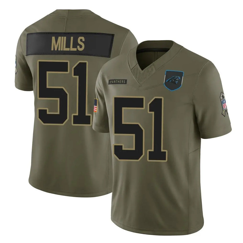 Odoa C.Panthers #51 Sam Mills Player Olive Salute to Service Limited Home Game Stitched Jerseys