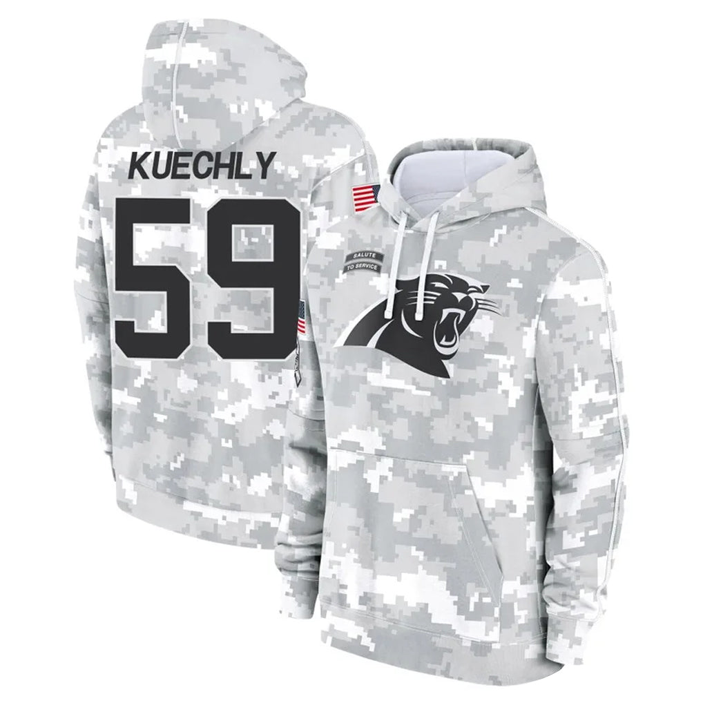 Odoa C.Panthers #59 Luke Kuechly Player Arctic Camo Salute to Service Hoodies Stitched Jerseys