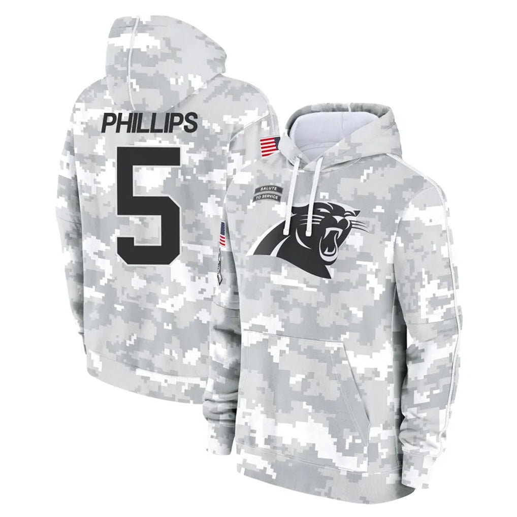 Odoa C.Panthers #5 Jaelan Phillips Player Arctic Camo Salute to Service Pullover Hoodies Limited Game Stitched Jerseys