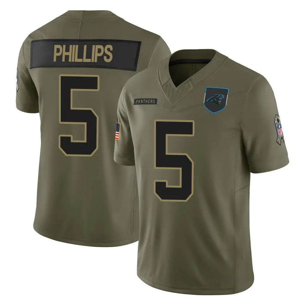 Odoa C.Panthers #5 Jaelan Phillips Player Olive Salute to Service Limited Home Game Stitched Jerseys