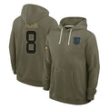 Odoa C.Panthers #8 Jaycee Horn Player Olive Salute to Service Hoodies Game Stitched Jerseys