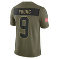 Odoa C.Panthers #9 Bryce Young Olive 2025 Salute to Service Limited Stitched Jerseys