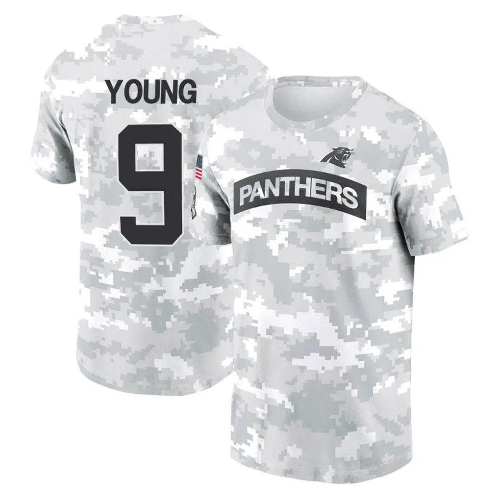 Odoa C.Panthers #9 Bryce Young Player Arctic Camo Salute to Service T-Shirt Hoodies Stitched Jerseys