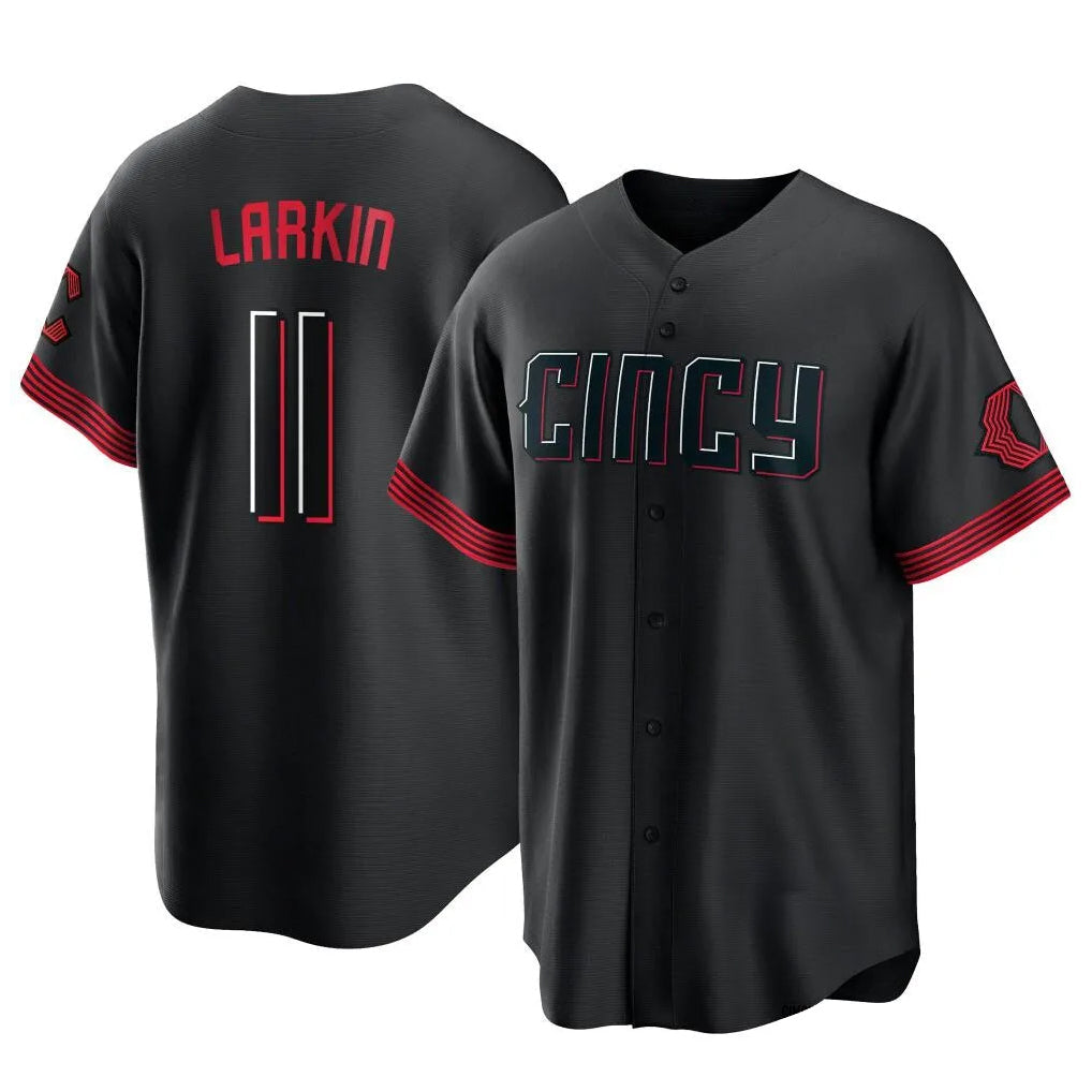 Odoa C.Reds #11 Barry Larkin Player Black City Connect Home Game Stitched Jerseys