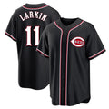 Odoa C.Reds #11 Barry Larkin Player Black Fashion Out Home Game Stitched Jerseys