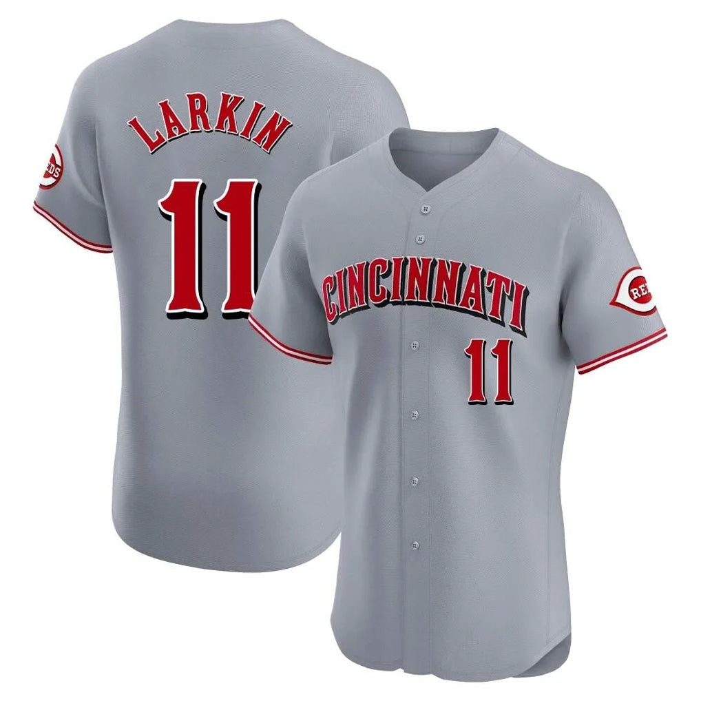 Odoa C.Reds #11 Barry Larkin Player Gray Limited Elite Home Stitched Jerseys