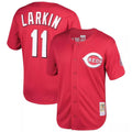 Odoa C.Reds #11 Barry Larkin Player Mitchell & Ness Red Throwback Cooperstown Mesh Game Stitched Jerseys
