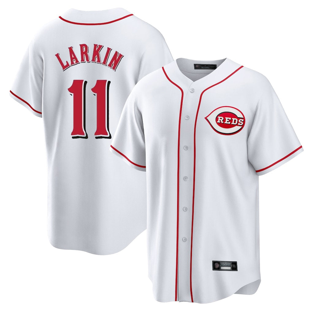 Odoa C.Reds #11 Barry Larkin Player White Game Home Stitched Jerseys