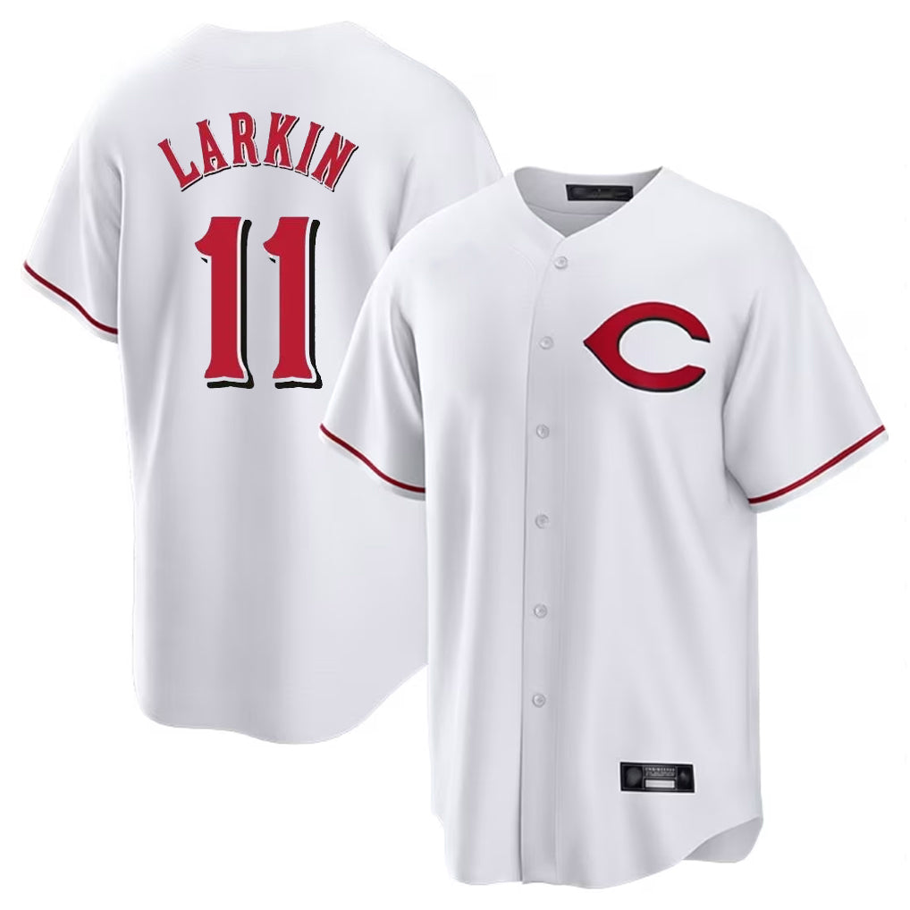 Odoa C.Reds #11 Barry Larkin Player White Home Game Stitched Jerseys