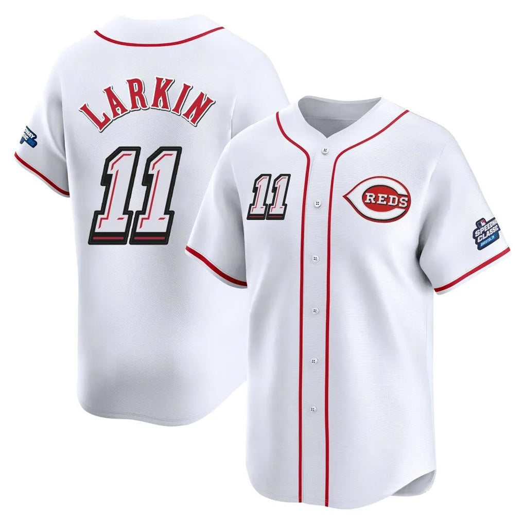 Odoa C.Reds #11 Barry Larkin Player White Speedway Classic Home Limited Stitched Jerseys