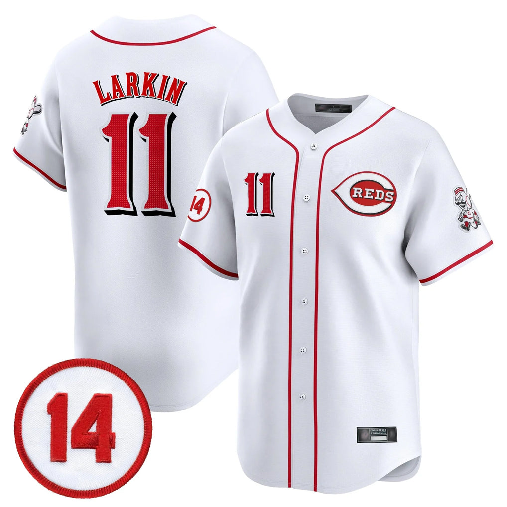 Odoa C.Reds #11 Barry Larkin Player White Vapor Premier Limited Home Stitched Jerseys