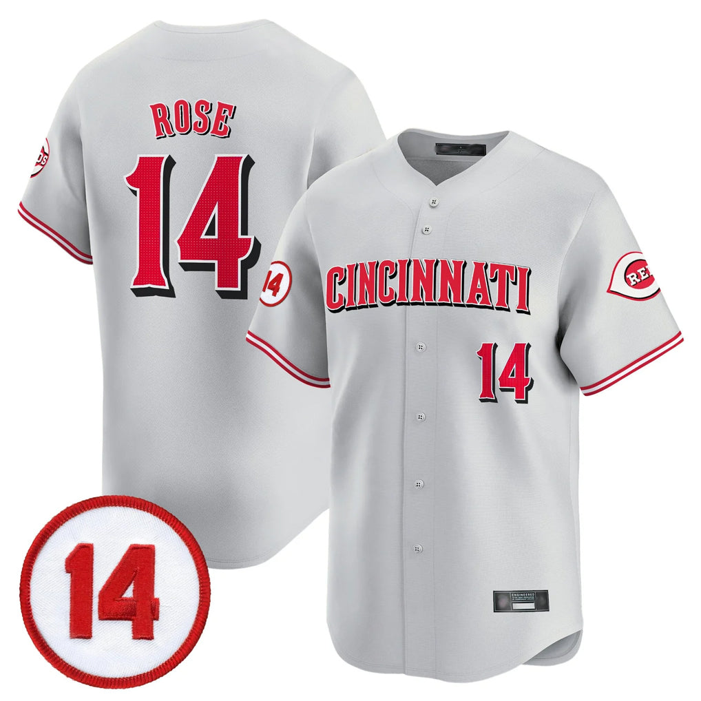 Odoa C.Reds #14 Pete Rose Player Gray Vapor Premier Limited Home Stitched Jerseys