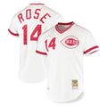 Odoa C.Reds #14 Pete Rose Player Mitchell & Ness White Throwback Cooperstown Mesh T-shirt Game Stitched Jerseys