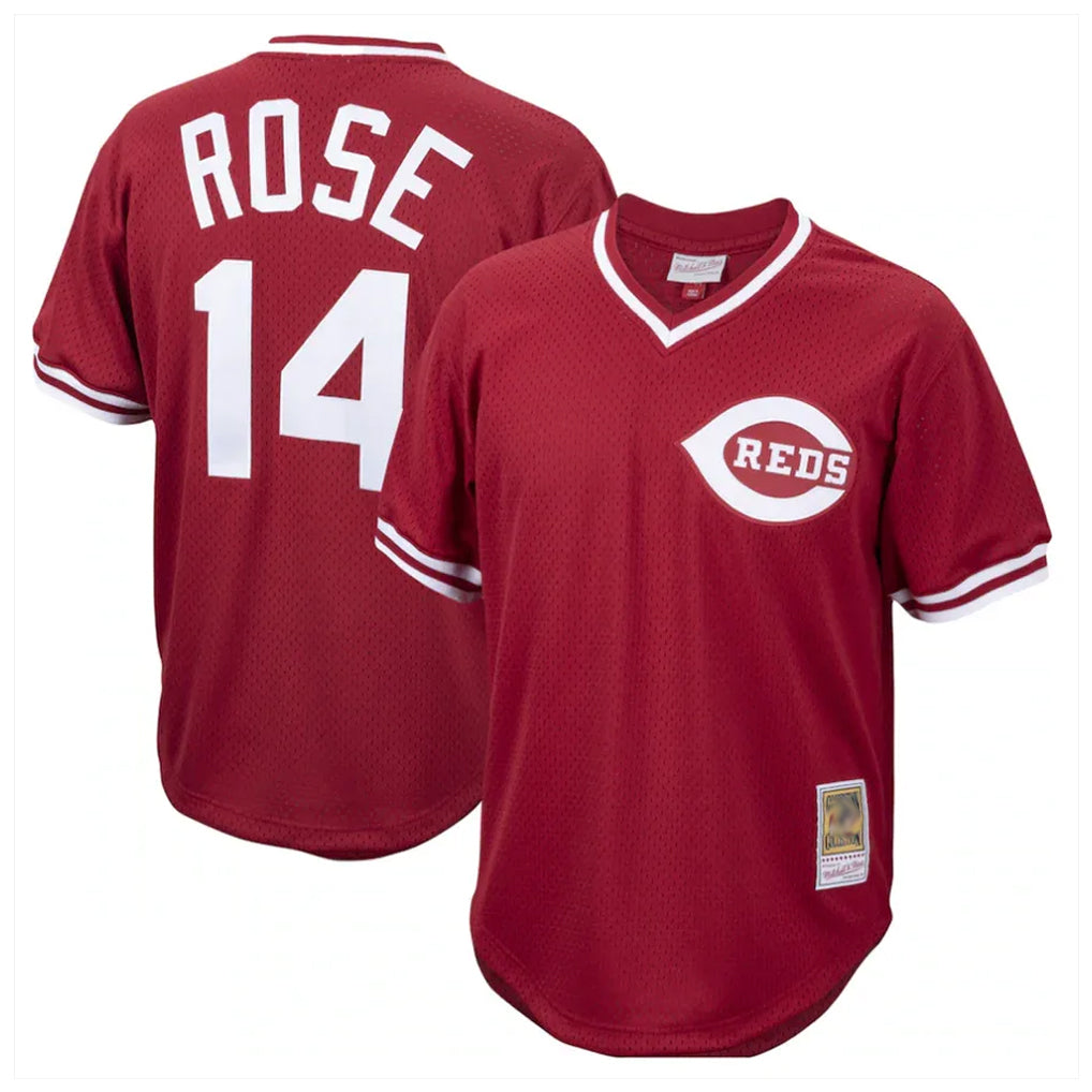 Odoa C.Reds #14 Pete Rose Player Red Throwback Cooperstown Collection Limited T-shirt Stitched Jerseys