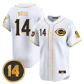 Odoa C.Reds #14 Pete Rose Player White-Gold Vapor Premier Limited Home Stitched Jerseys